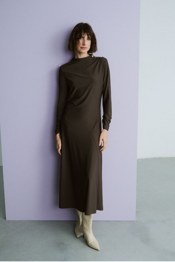 Vestido largo botones dorados