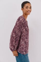 Cortefiel Blusa plisada contraste Estampado blanco