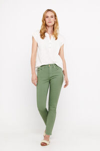 Cortefiel Coloured cropped-fit skinny trousers Kaki