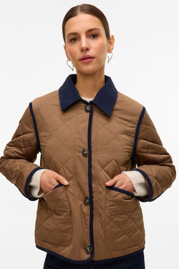 Vero Moda Casaco curta acolchoada com contraste Castanho