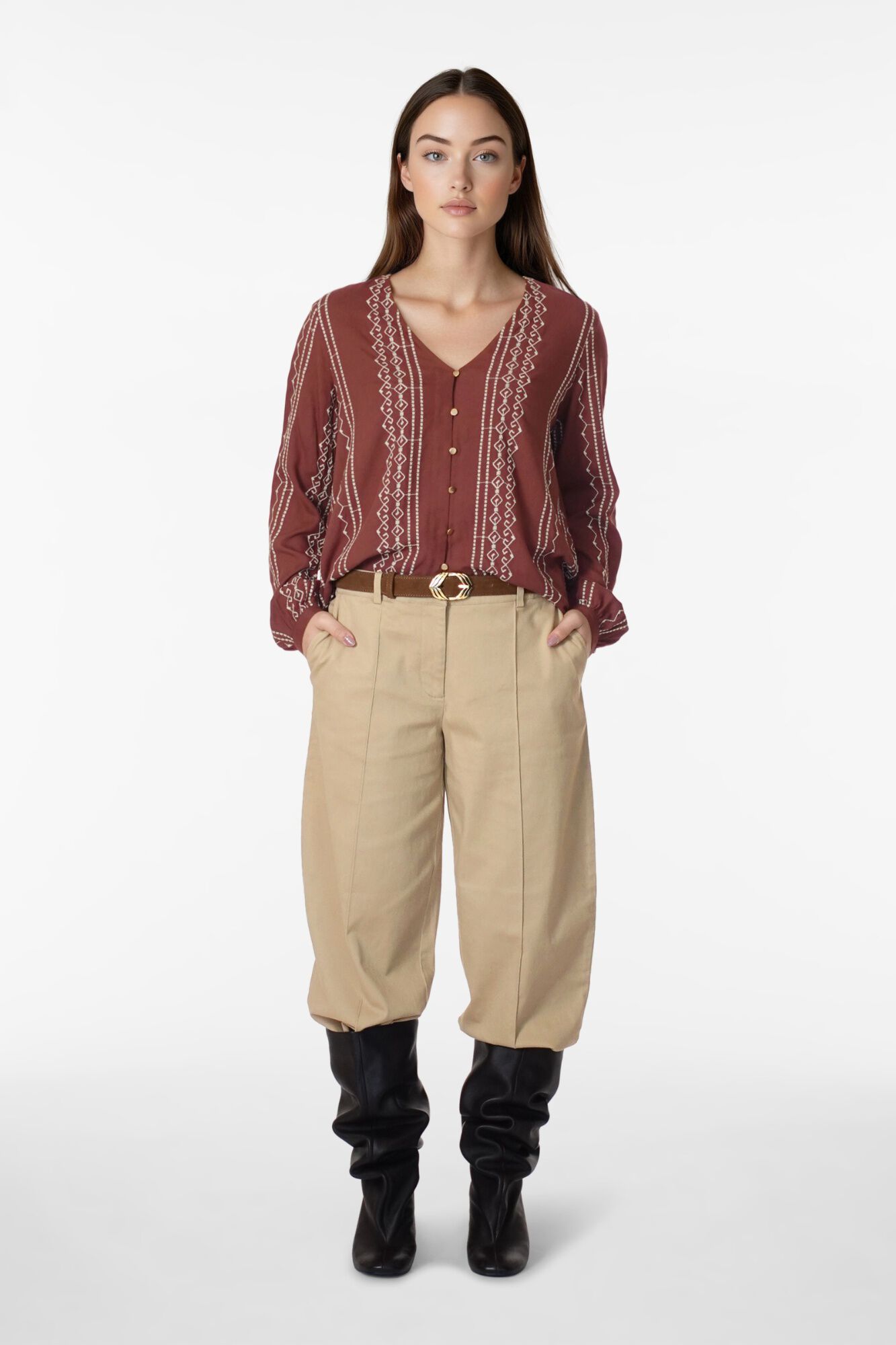 Vila Embroidered long sleeve blouse