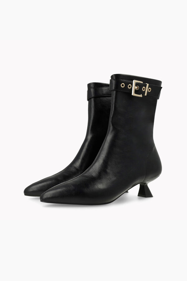 Lodi Botins com efeito de couro e detalhes Preto