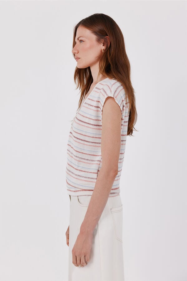 Cortefiel T-shirt com estrutura de riscas Azul