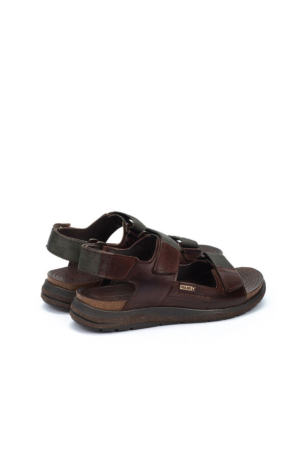Pikolinos Men's flat sandals with adhesive fastening Dark brown