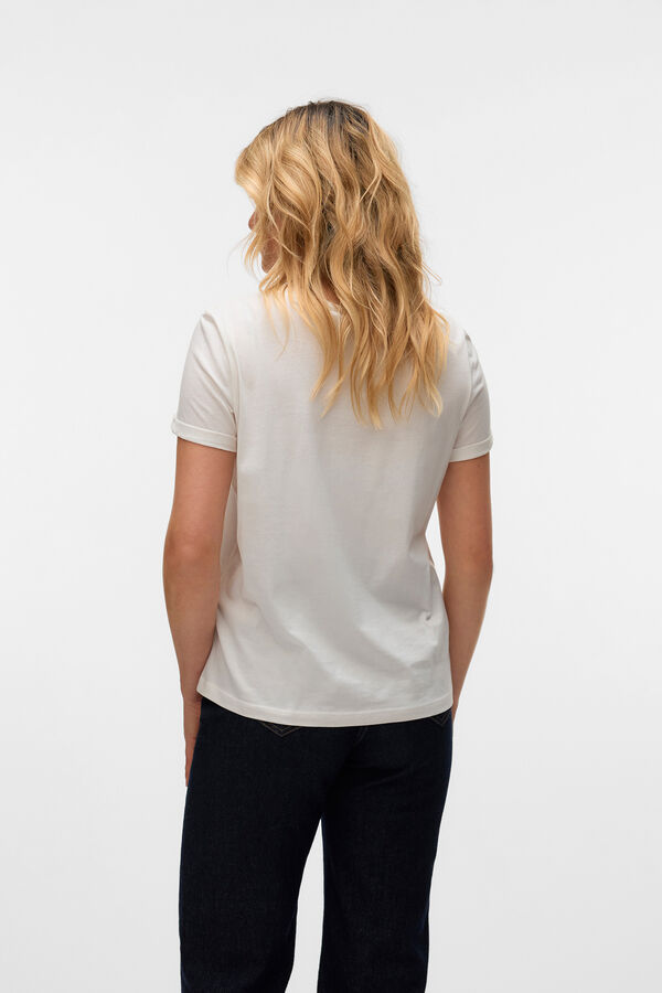 Vero Moda T-shirt de algodão estampada Branco