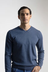 PuroEGO Camisola gola em bico algod&atilde;o Azul