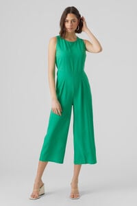 Cortefiel Linen ankle-length sleeveless jumpsuit Green
