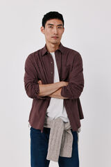 Cortefiel Cotton plaid shirt Maroon