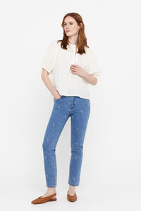 Cortefiel Jeans 5 bolsos fit crop Azul