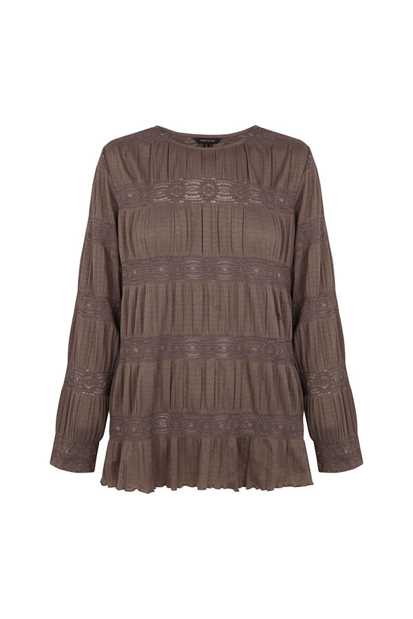 Cortefiel Floral fluid T-shirt Beige