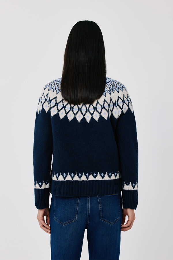 Cortefiel Positional jacquard jumper Navy