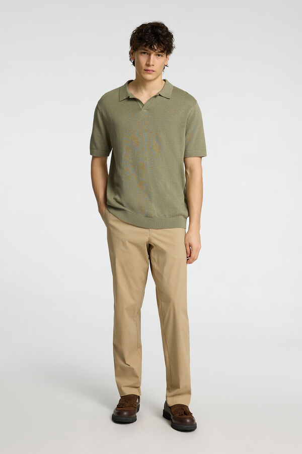 Selected Polo de lino de manga corta Gris
