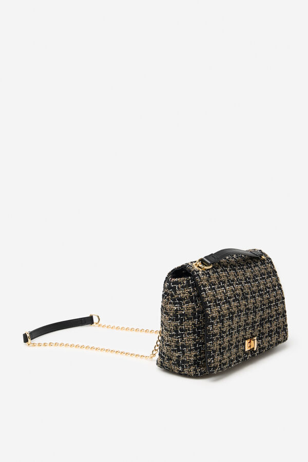 Cortefiel Tweed shoulder bag Black
