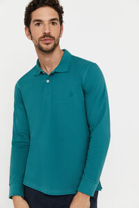 Cortefiel Essential long-sleeved polo shirt Turquoise