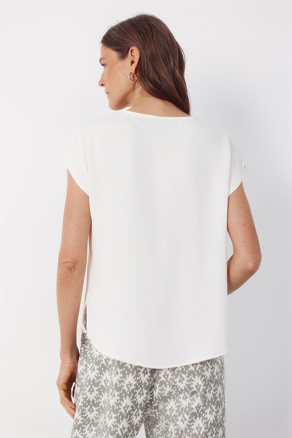 Cortefiel Flowy short-sleeve blouse Ivory