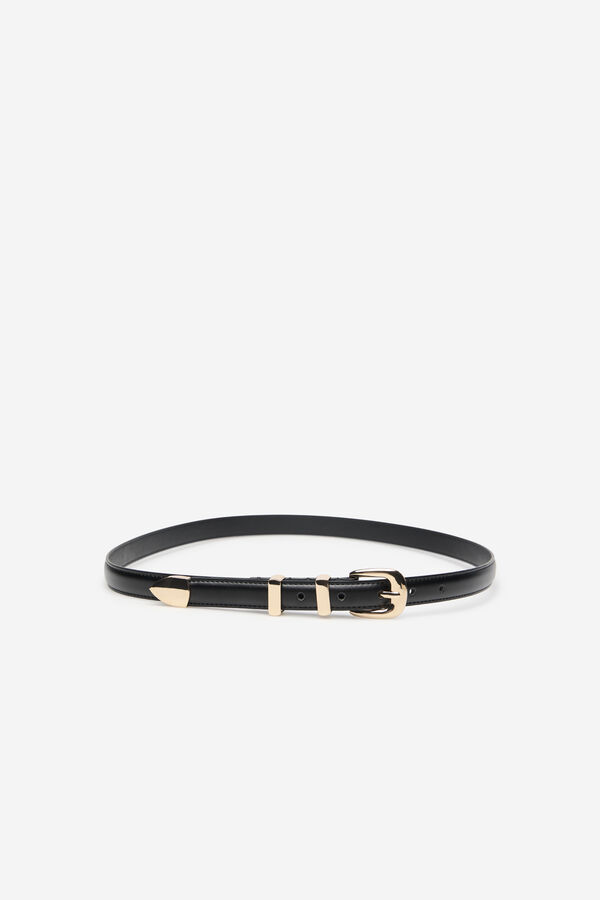 Cortefiel Basic thin belt Black