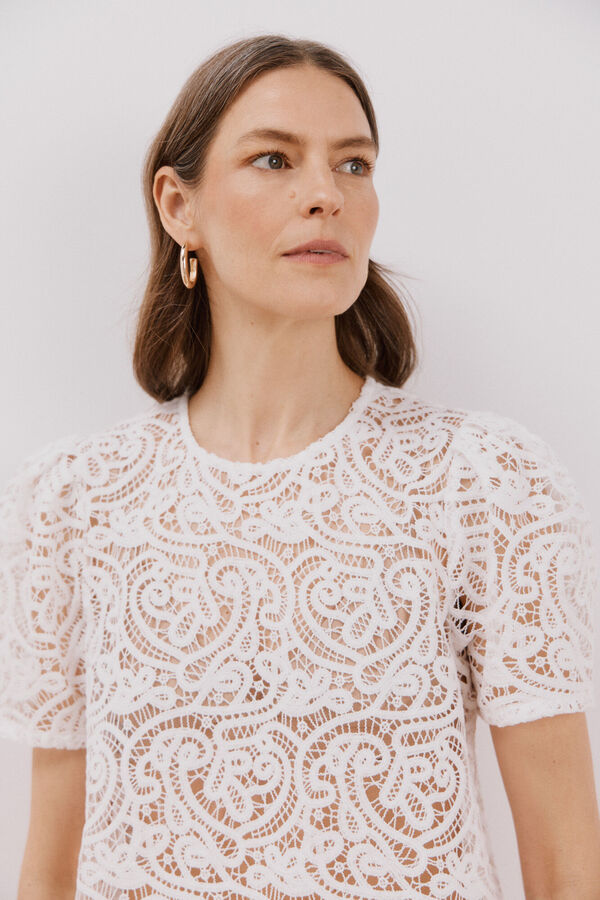 Cortefiel Top guipur White
