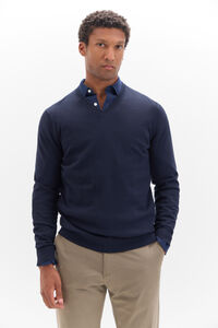 Cortefiel Cotton/cashmere V-neck jumper Navy