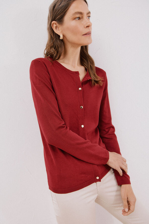 Cortefiel Short-sleeved jumper Maroon