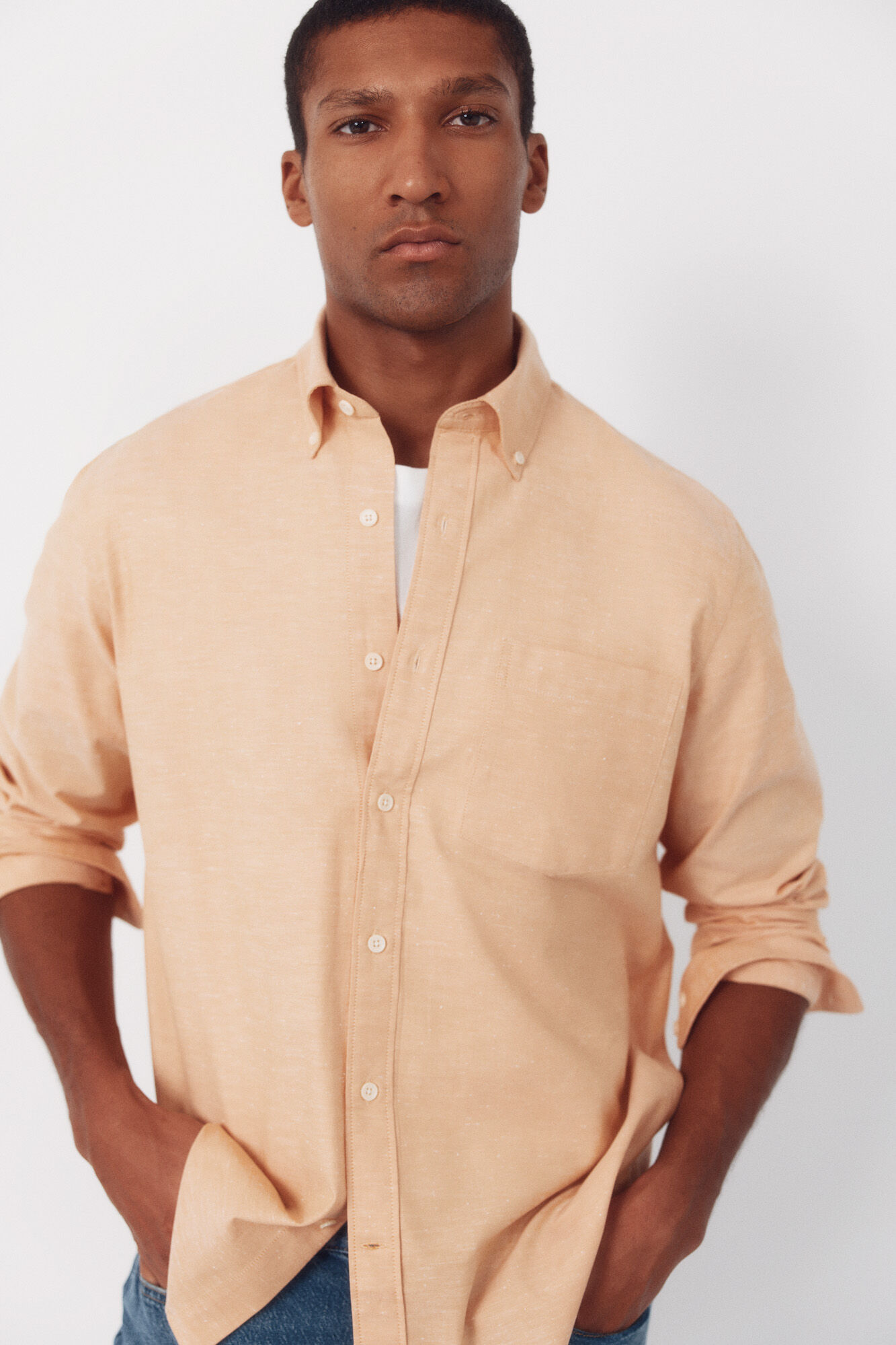 Cortefiel Plain oxford slub shirt