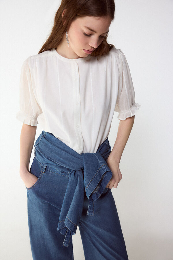 Slowlove Blusa dobby fluido Marfil