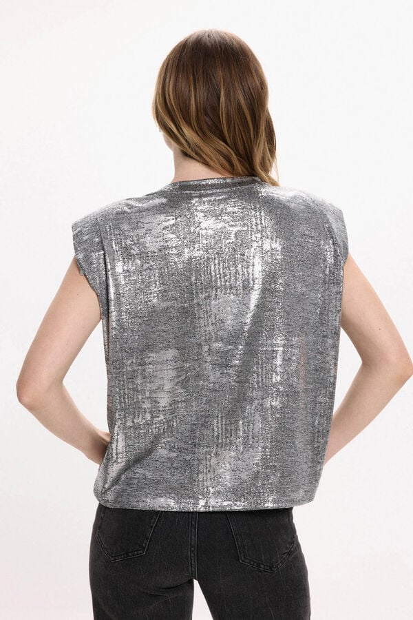 Vila Top metálico sem mangas Cinzento