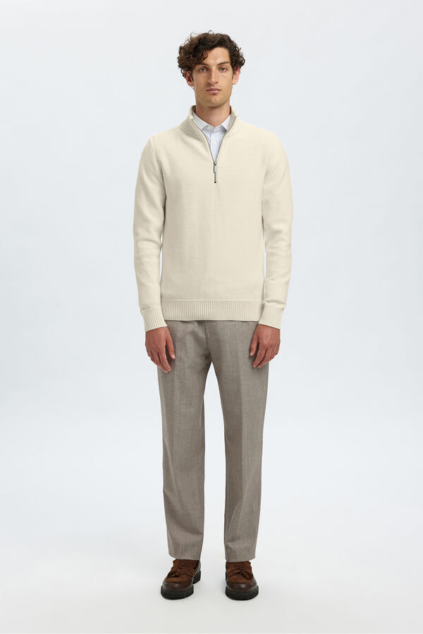 Selected Camisola estruturada 100% algodão orgânico com meia fecho-éclair . Branco