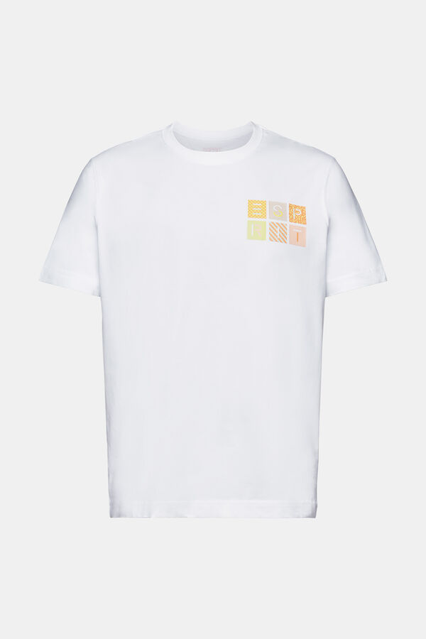 Cortefiel T-shirt logo multicolor algodão orgânico Branco