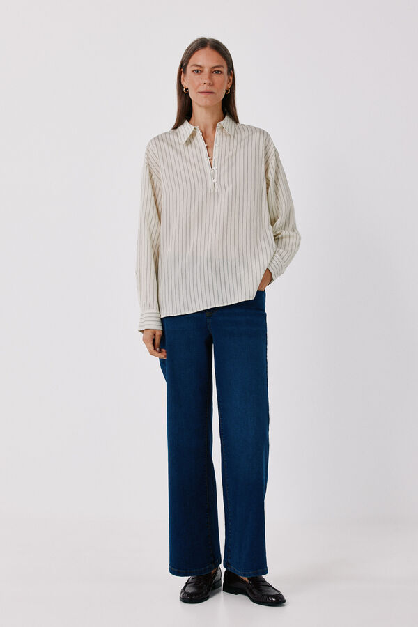 Cortefiel Camisa rayas fluida Estampado blanco