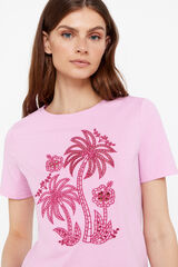 Cortefiel Embroidered t-shirt Lilac