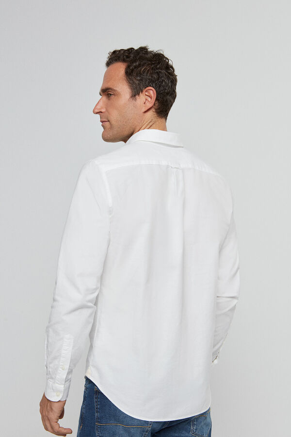 Cortefiel Camisa branca com gola de botão Branco