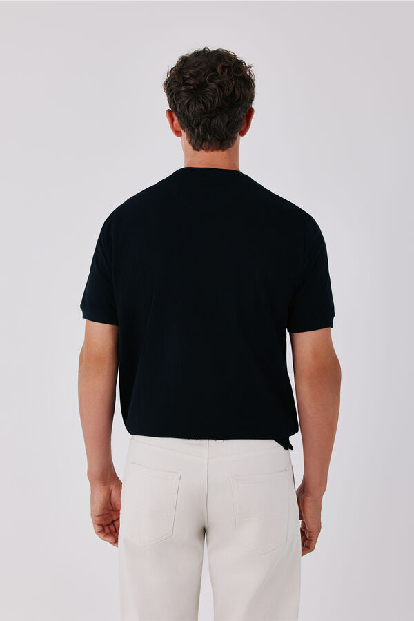 Cortefiel Piqu&eacute; fabric basic T-shirt Black