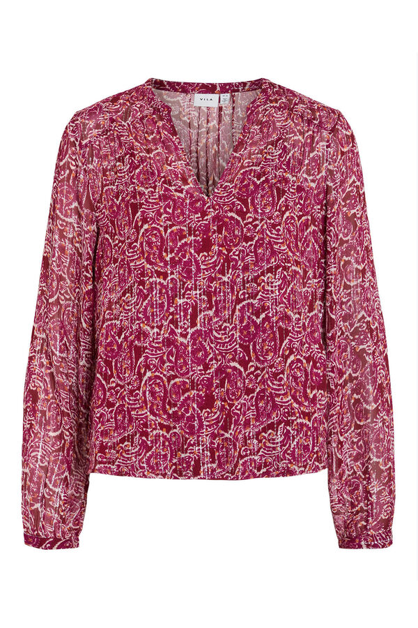 Vila Blusa manga longa com estampa de lurex Subiu