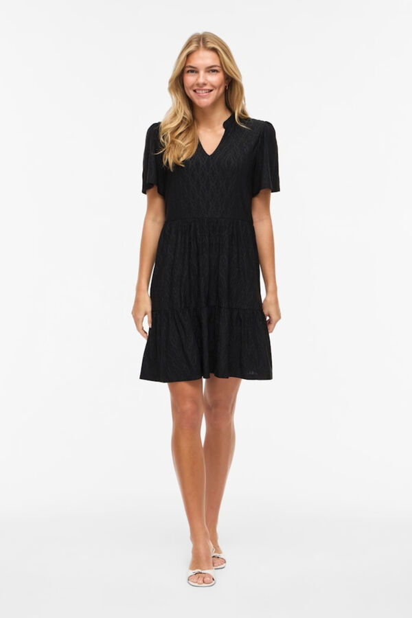 Vila Short dress with openwork details Black