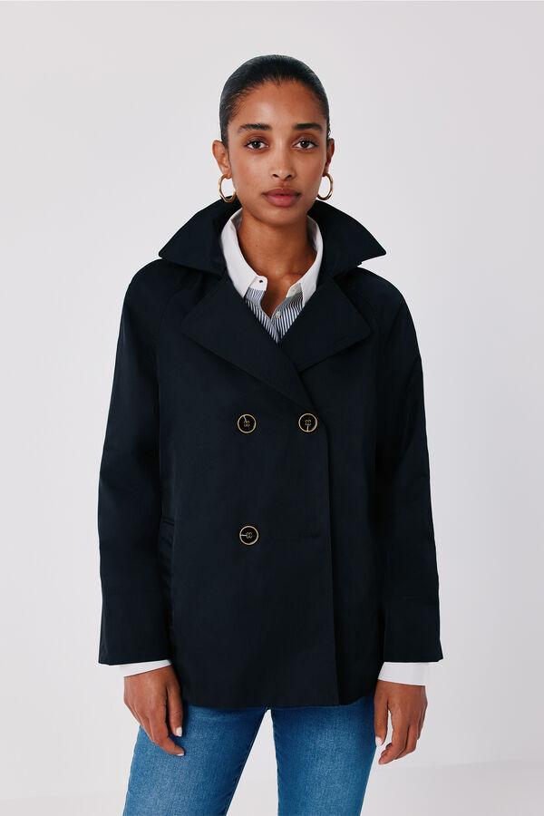 Cortefiel Short flared trench Black
