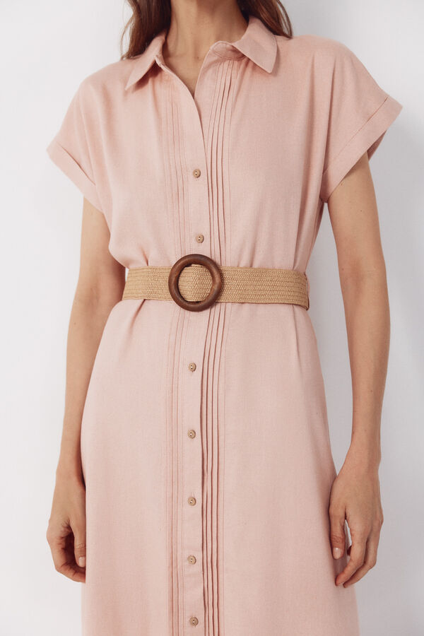 Cortefiel Vestido lino Rosa