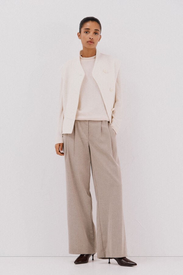 Cortefiel Camiseta básica com gola perkins Ecru