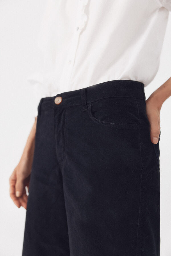 Cortefiel Pantalones Marine Velvet Black