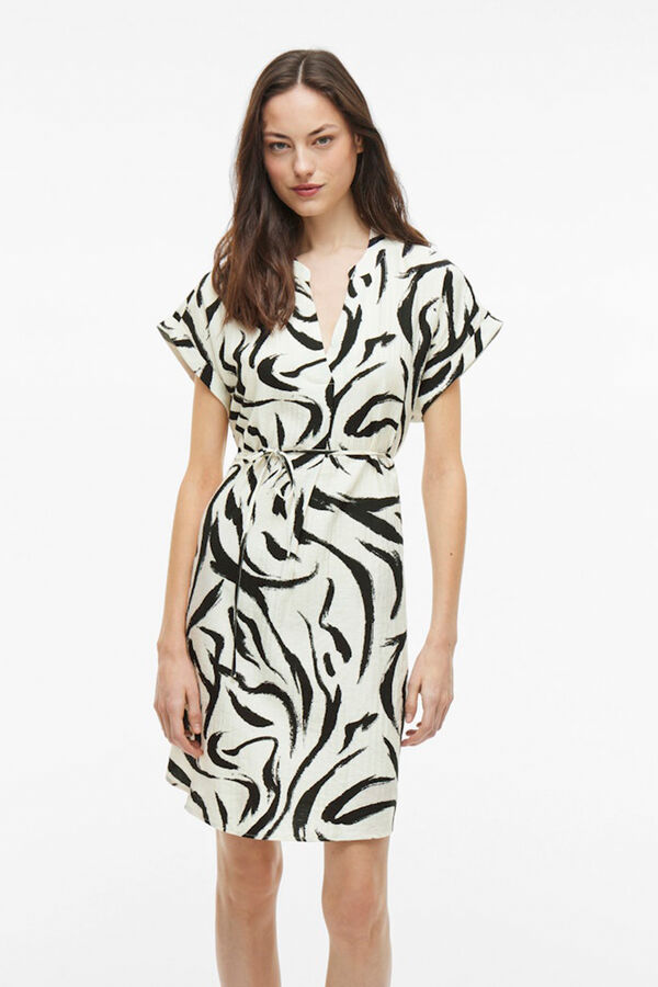 Vila Vestido curto com gola mao e viscose Cinzento