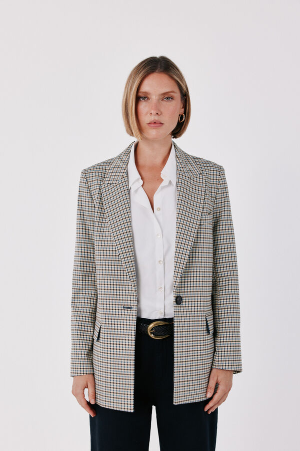 Cortefiel Checked fabric women's blazer Printed blue