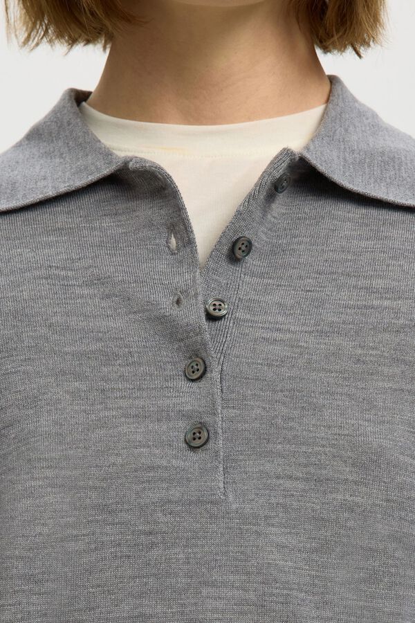 Selected Polo 100% l&atilde; merino Cinzento