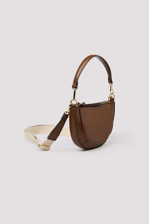 Cortefiel Bolso bandolera doble asa Marr&oacute;n oscuro