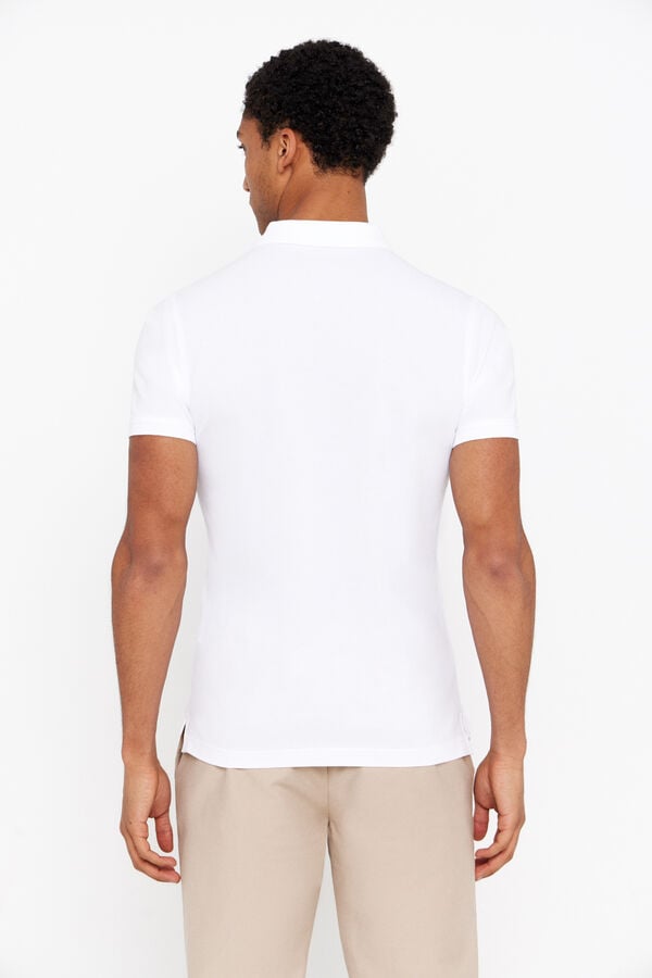 Cortefiel Essential slim polo shirt White