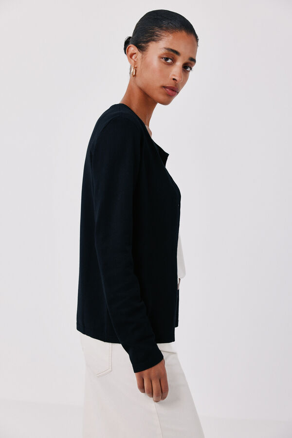 Cortefiel Basic knit jacket Black