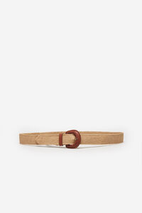 Cortefiel Stretch raffia belt with covered buckle Nude