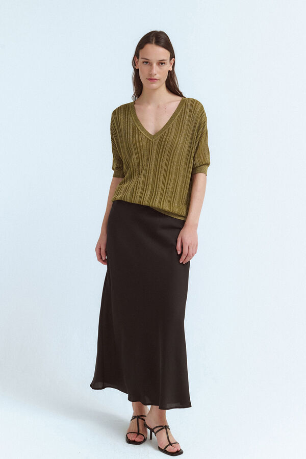 Vila Top de malha com lurex Verde