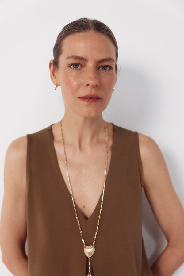 Cortefiel Long pleated top Kaki