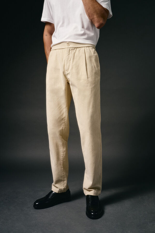 OOTO Calças de veludo veludo com elástico Tostado