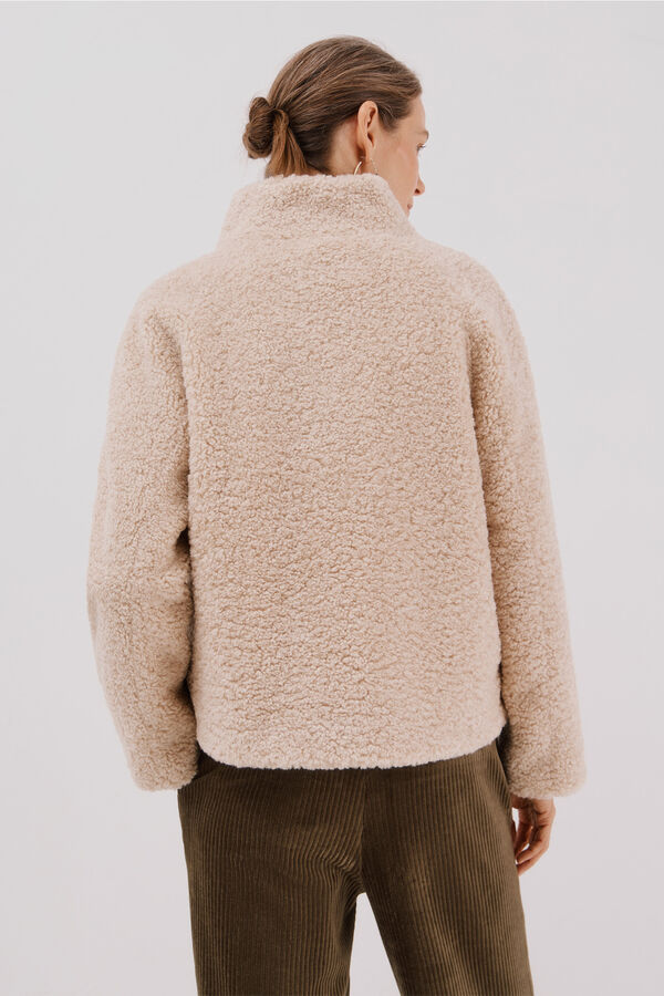 Cortefiel Raw fur effect jacket Nude
