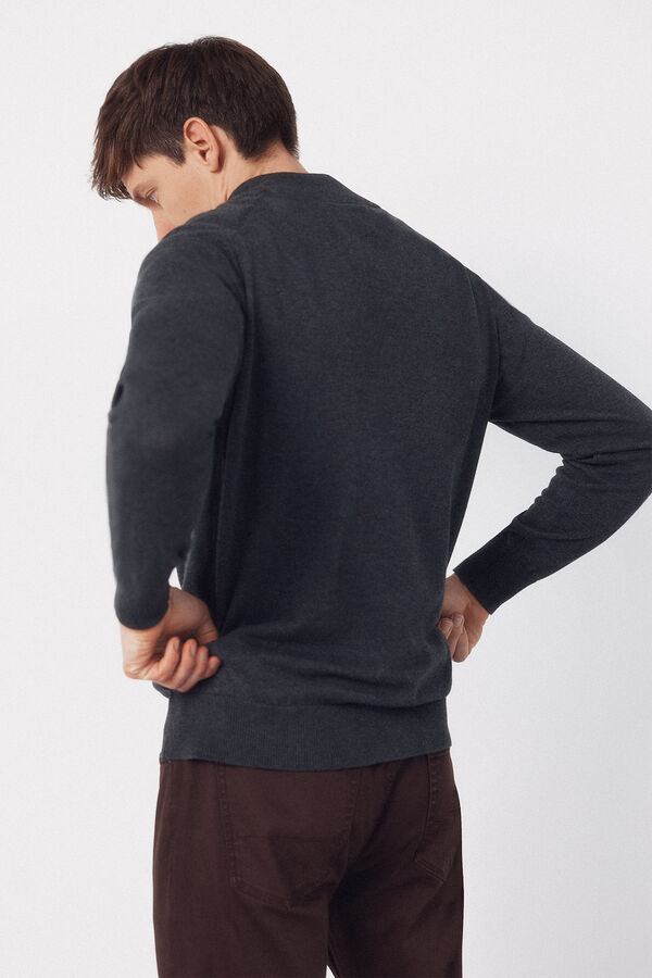 Cortefiel Cotton high neck sweater  Dark grey